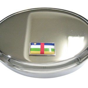 African Republic Flag Oval Trinket Jewelry Box